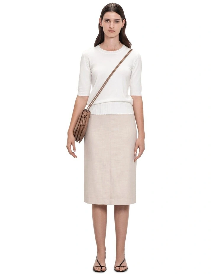 Stretch Twill Pencil Skirt in Sand image 1