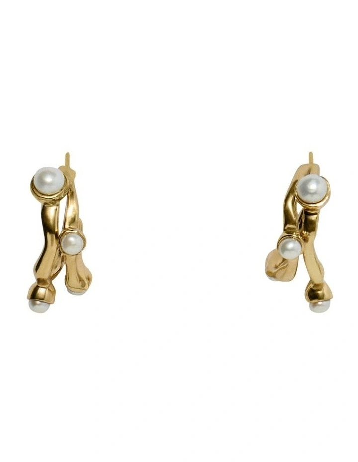 Globe Charm Hoop in Gold image 1