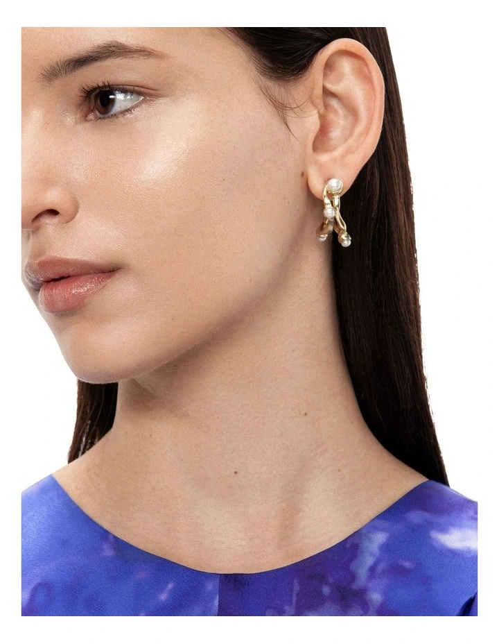Globe Charm Hoop in Gold image 3