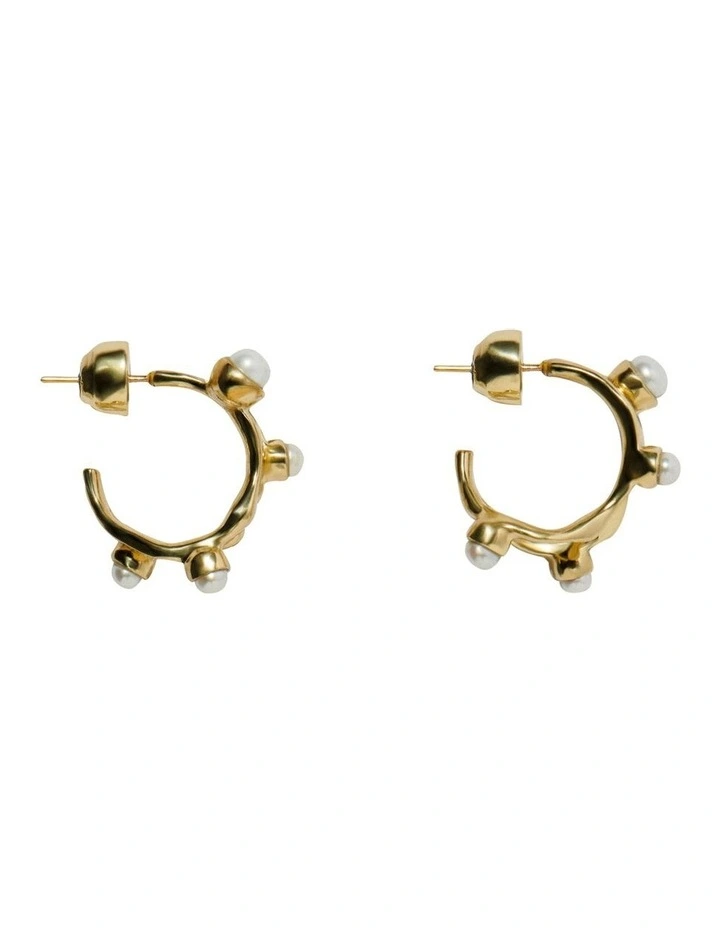 Globe Charm Hoop in Gold image 4