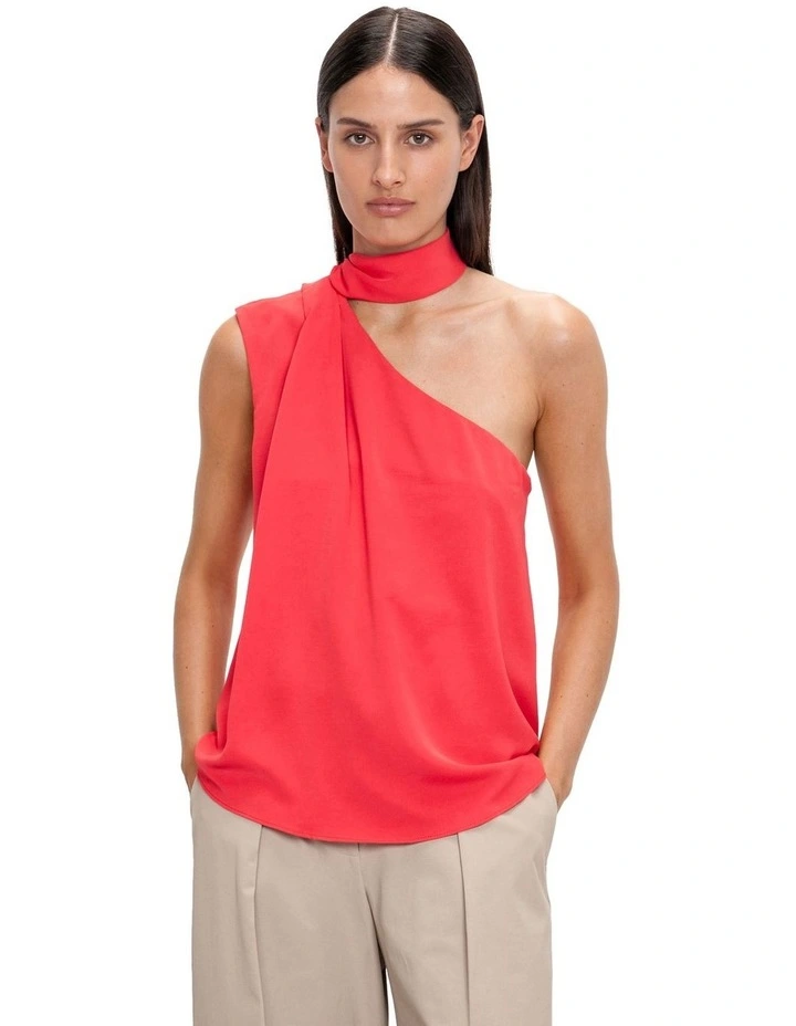 Drapey Luxe One Shoulder Top in Flame image 3