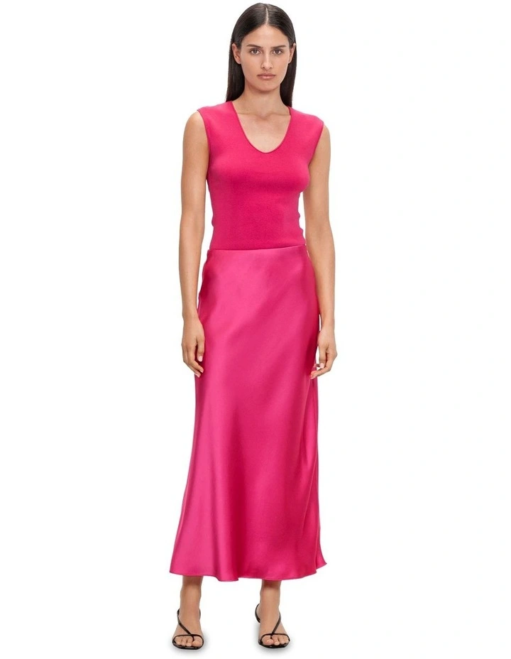 Lustre Satin Slip Skirt in Pink image 1