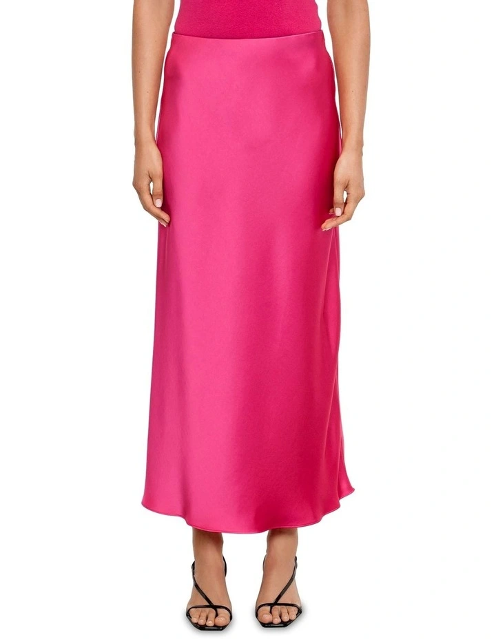 Lustre Satin Slip Skirt in Pink image 3
