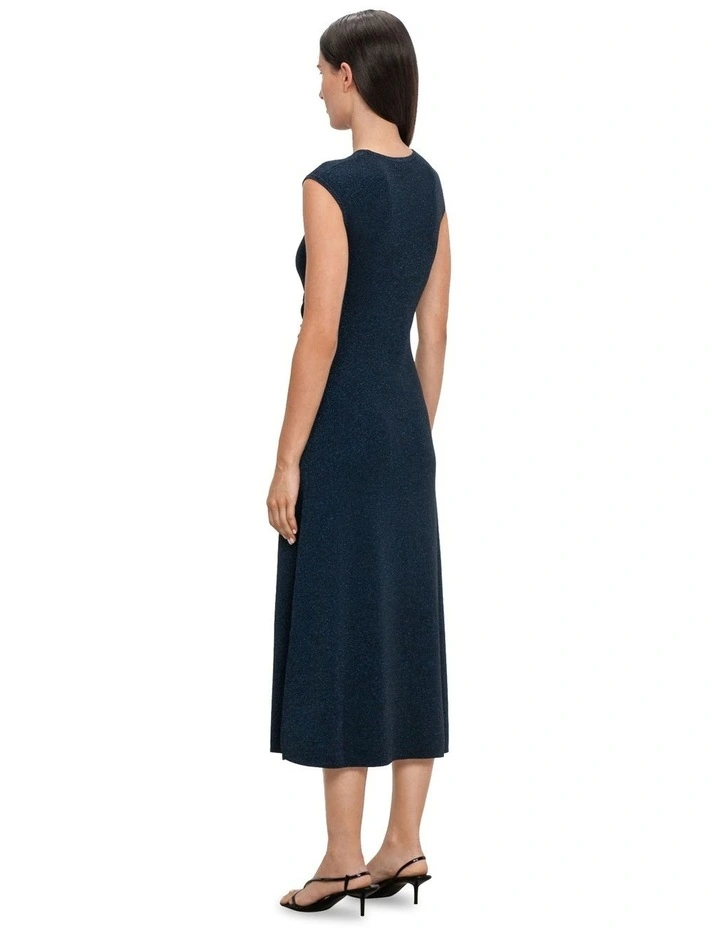 Lurex Tie Front Knit Dress in Midnight image 2