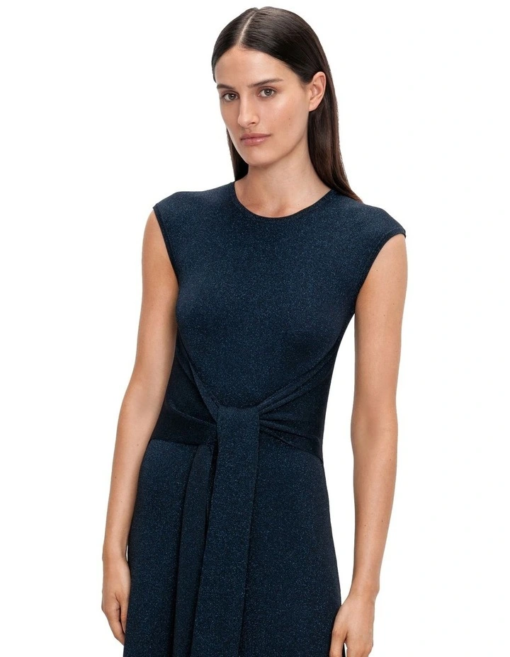 Lurex Tie Front Knit Dress in Midnight image 3
