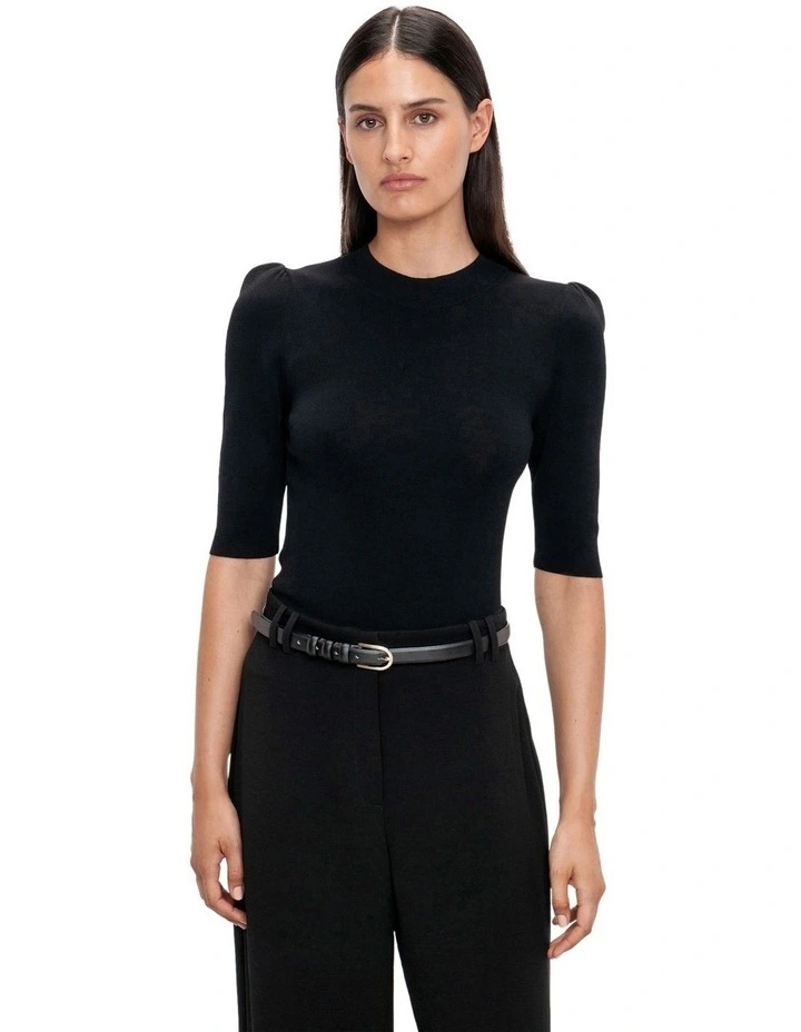 Puff Sleeve Knit in Black image 3