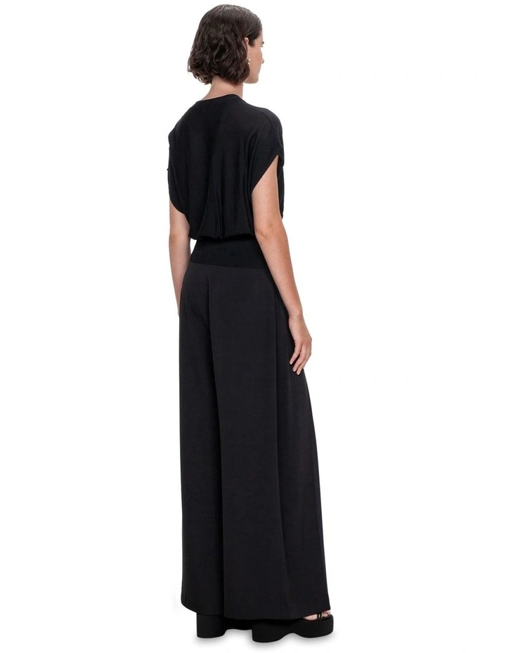 Draped Button Through Knit Cardigan in Black image 2