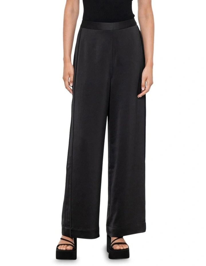 Washer Satin Wide Leg Pants in Black image 1