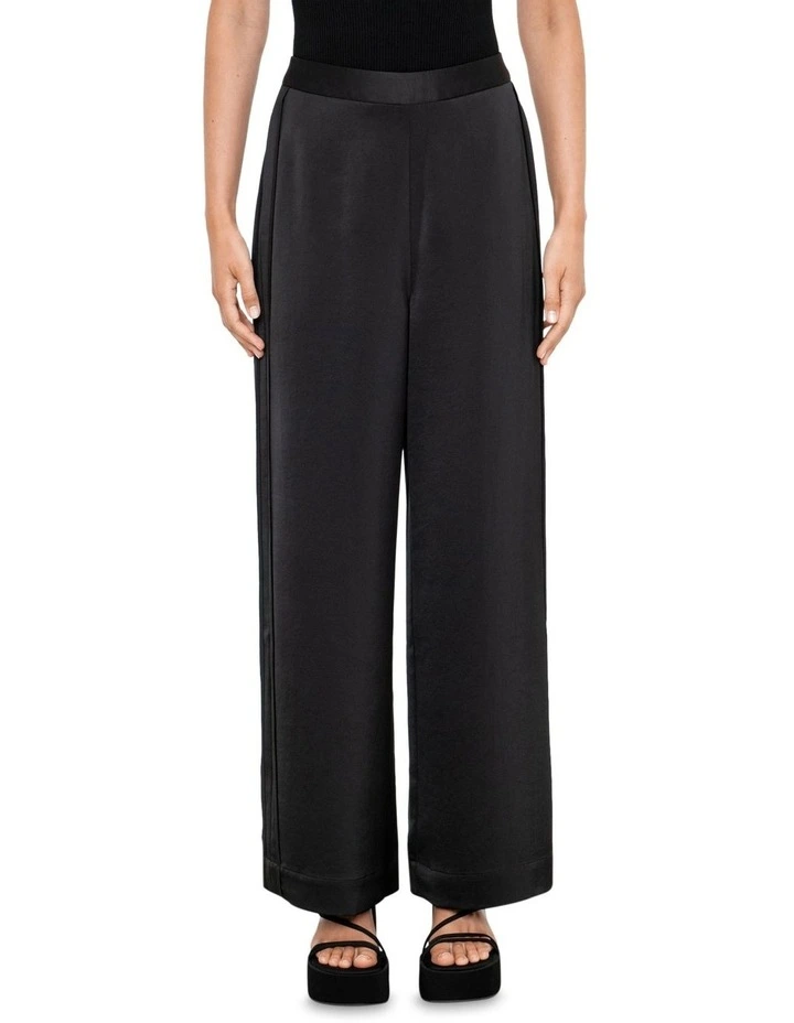 Washer Satin Wide Leg Pants in Black image 3