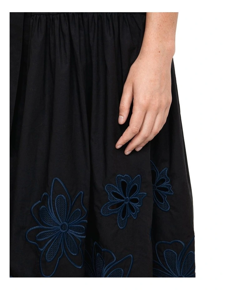 Embroidery Halter Neck Dress in Black image 4