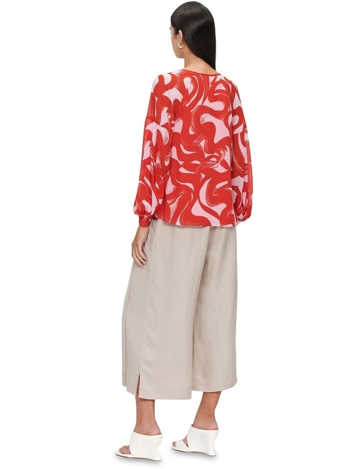 Libertine Wave Chiffon Top in Red image 3