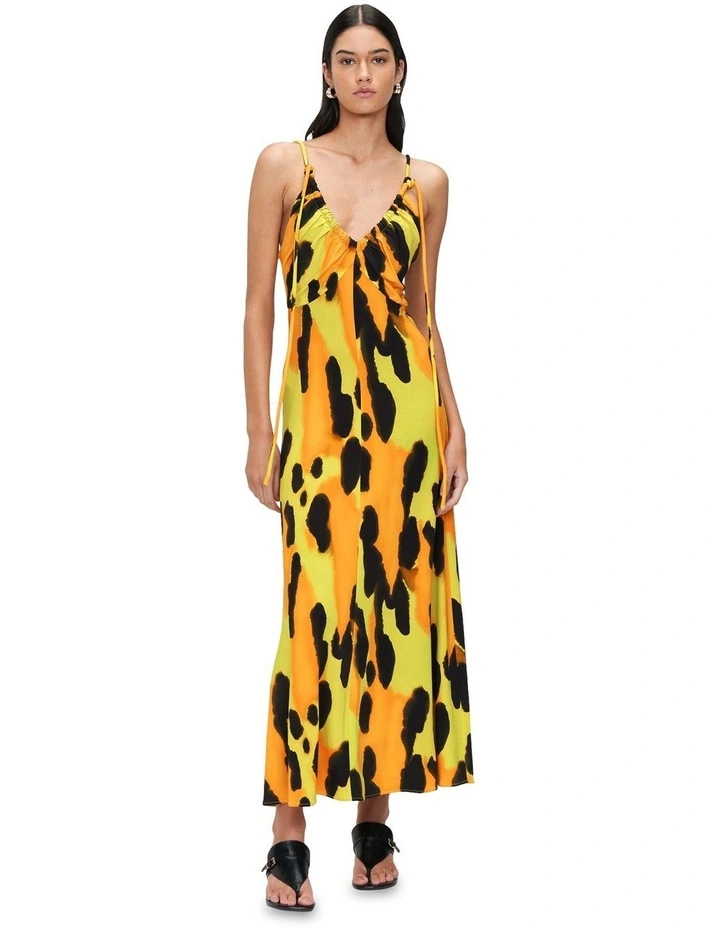 Sunset Drawcord Midi Dress in Citrus image 1