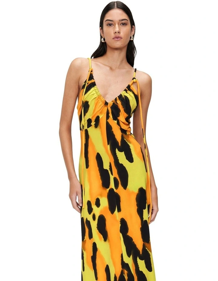 Sunset Drawcord Midi Dress in Citrus image 2