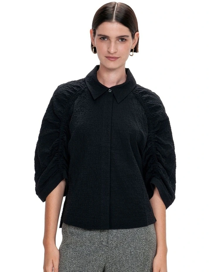 Bubble Cotton Shirt in Black image 3