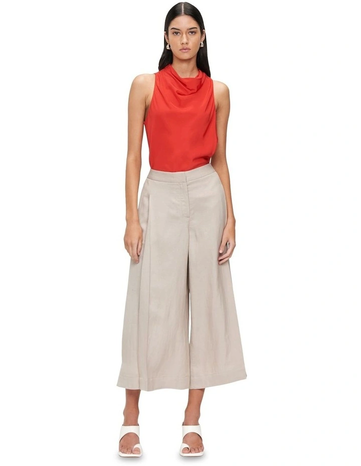 Smooth Viscose Cowl Neck Top in Red image 1