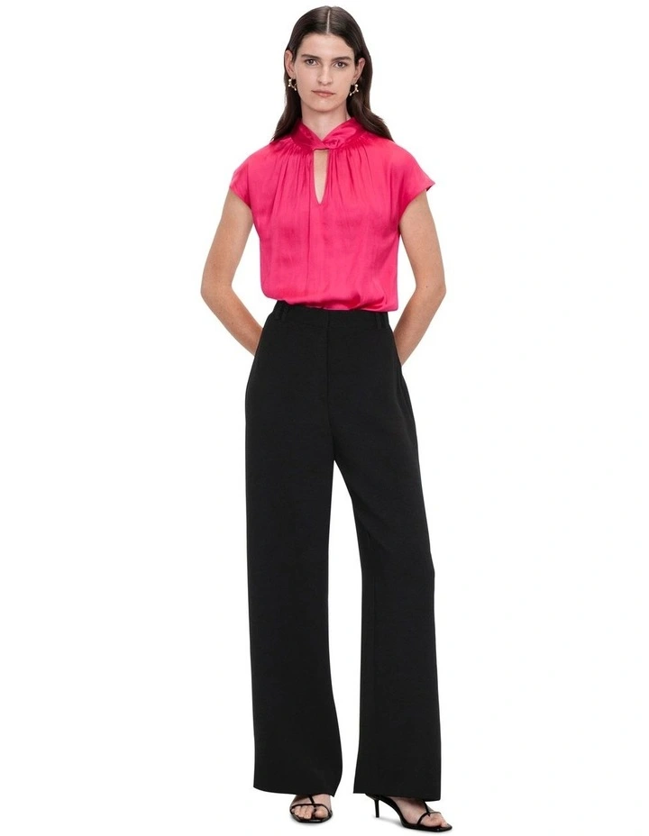 Soft Satin Twist Neck Top in Pink image 1