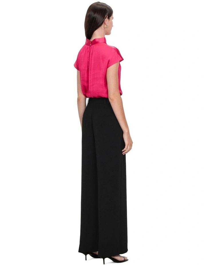 Soft Satin Twist Neck Top in Pink image 2