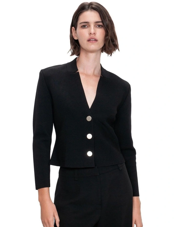 Notched Collar Milano Jacket in Black image 3