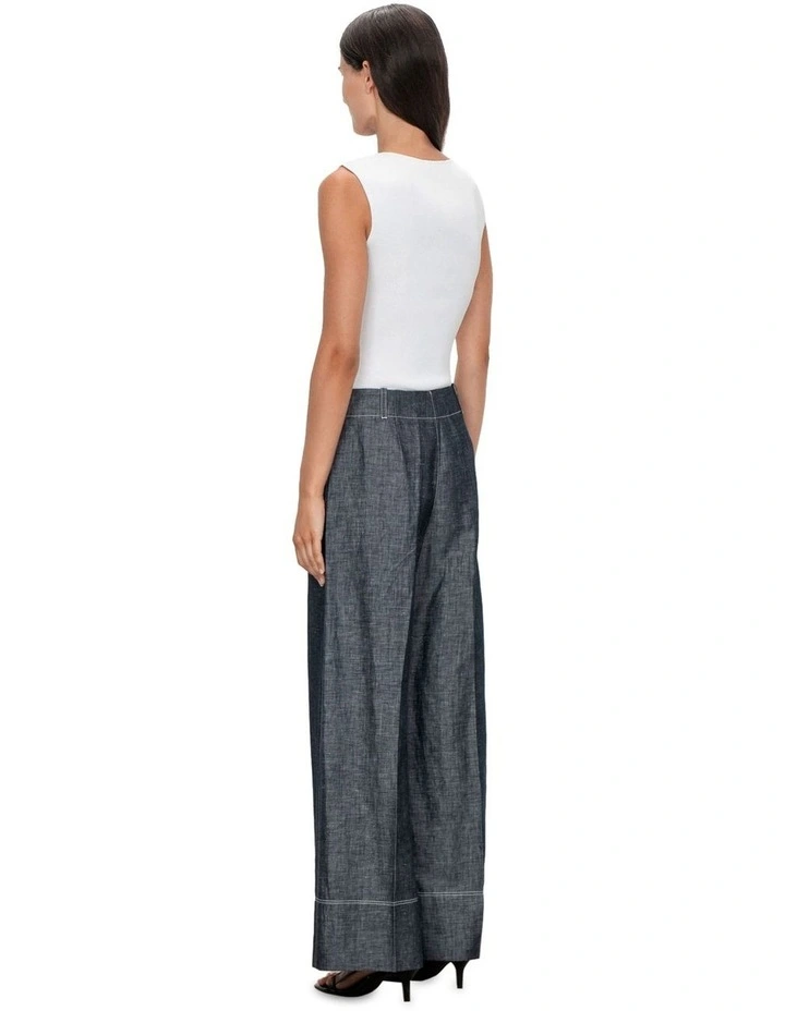 Linen Denim Pant in Charcoal Melange image 2