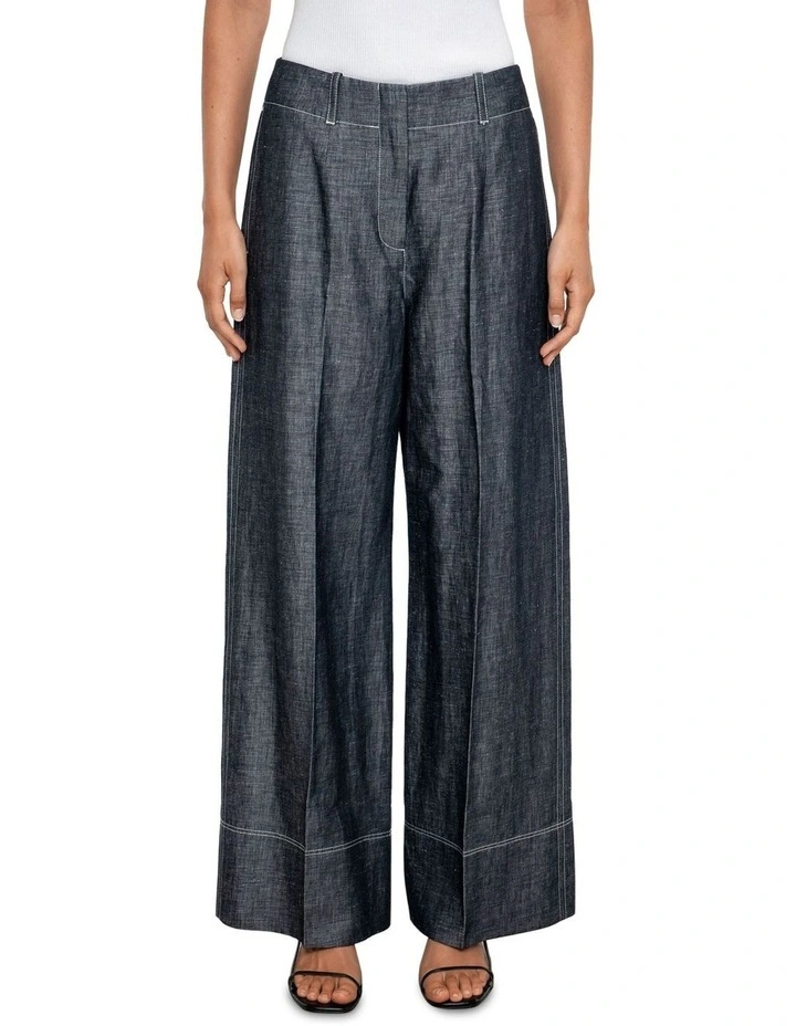 Linen Denim Pant in Charcoal Melange image 3