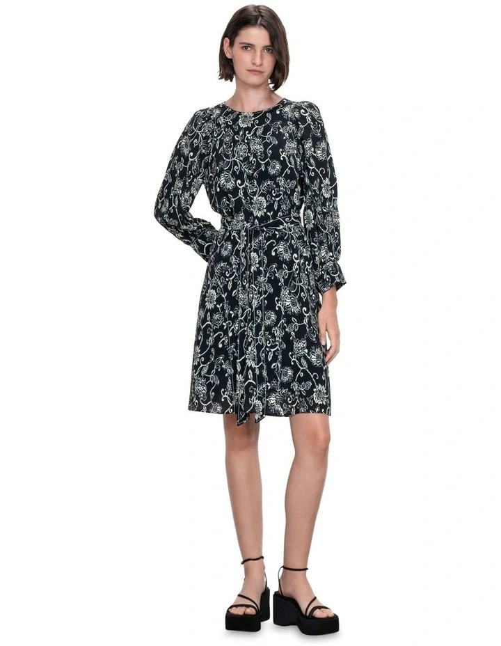 Veronika Maine Monochrome Batik Midi Belted Dress in Black/White | MYER