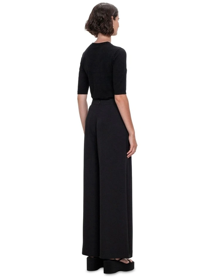 Elbow Sleeve Round Neck Knit in Black image 2
