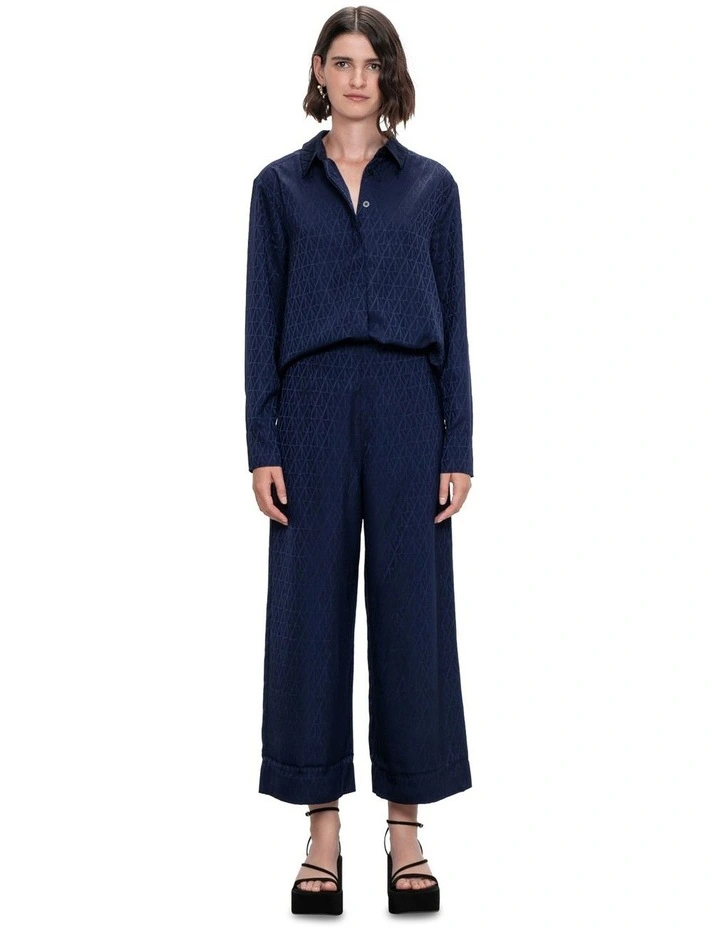 Jacquard Cropped Pant in Blue image 1