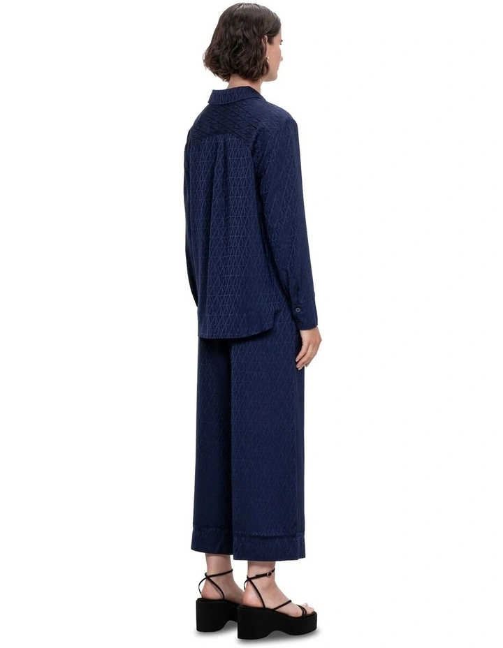 Jacquard Cropped Pant in Blue image 2