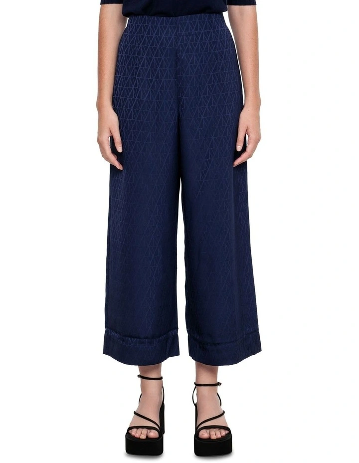 Jacquard Cropped Pant in Blue image 3