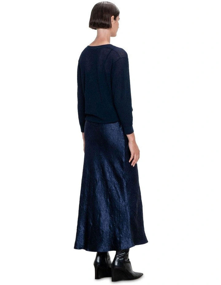Sheer Crepe V-Neck Knit in Ink image 2