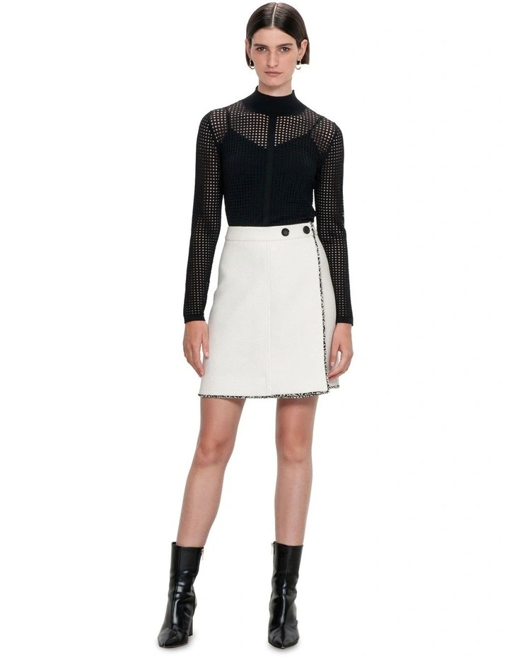 Boucle Twill Mini Skirt in Ivory image 1