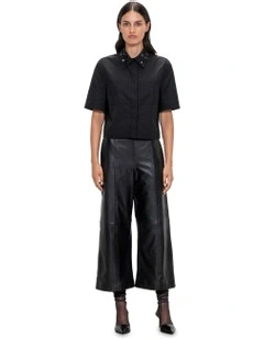 Soft Leather Culottes in Black