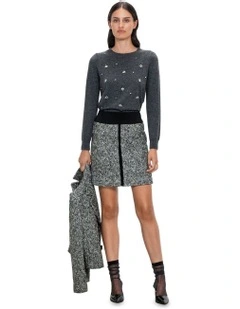 Modern Boucle Short Skirt in Black