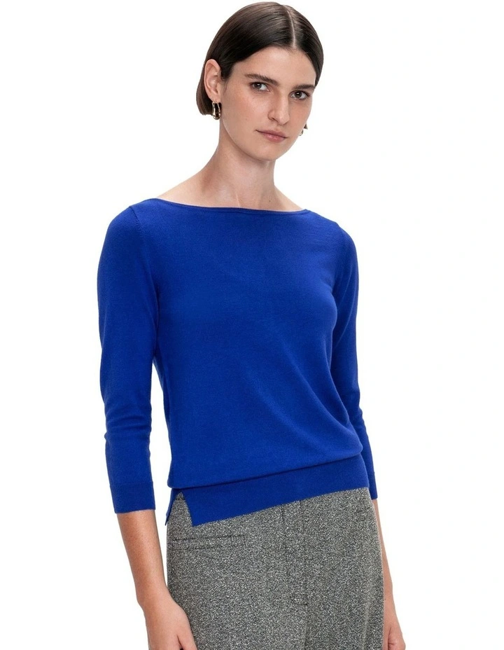 Veronika Maine 3/4 Sleeve Slash Neck Knit In Sapphire MYER
