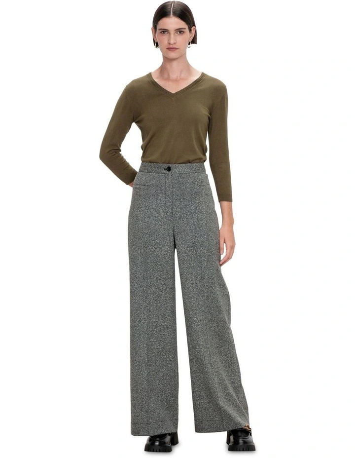 3/4 Sleeve V-Neck Knit in Olive image 1