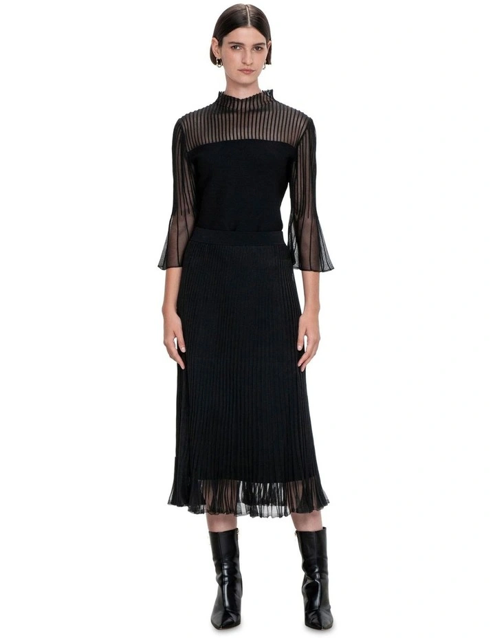 Sheer Flared Sleeve Knit in Black image 1