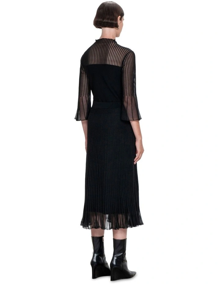Sheer Flared Sleeve Knit in Black image 2