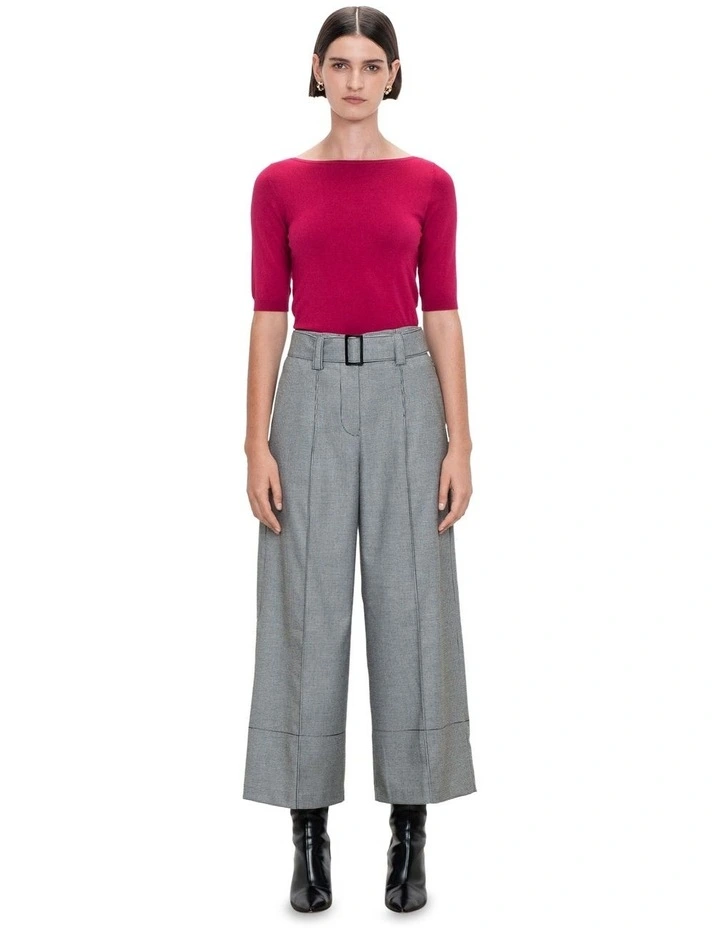 Veronika Maine Elbow Sleeve Slash Neck Knit Top In Fuchsia MYER