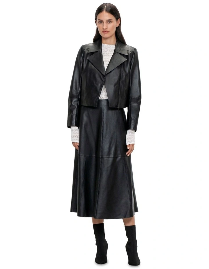 Soft Leather Biker Jacket in Black image 1