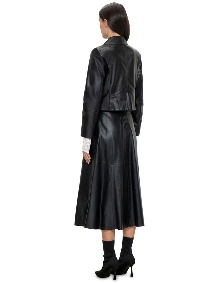 Soft Leather Biker Jacket in Black image 2