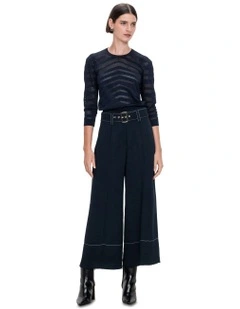 Chevron Pointelle Knit in Dark Ink