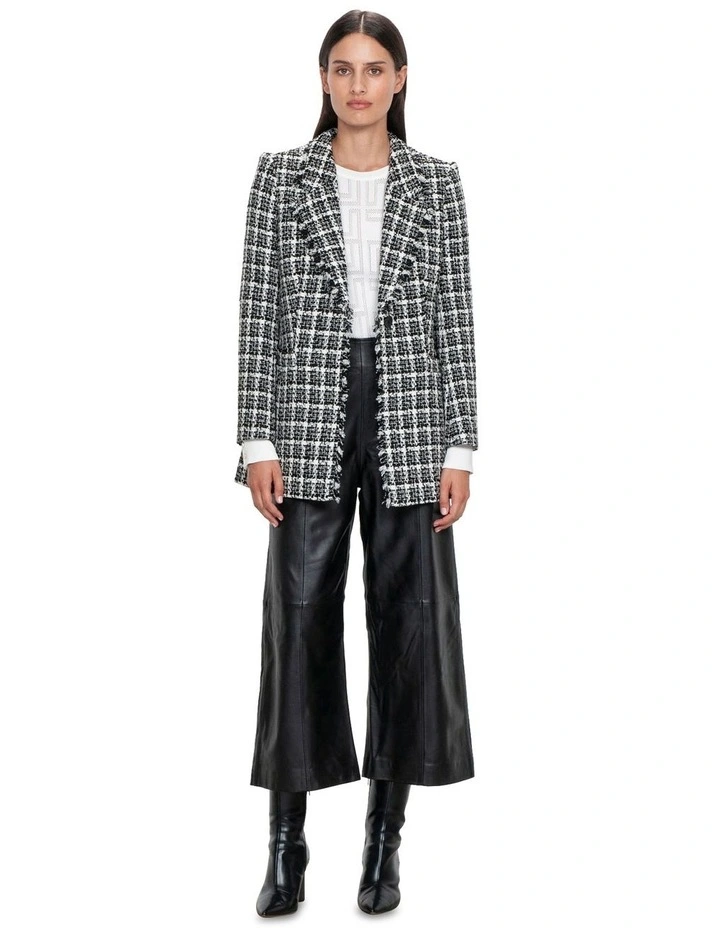 Veronika Maine Check Tweed Coat in Black/White | MYER