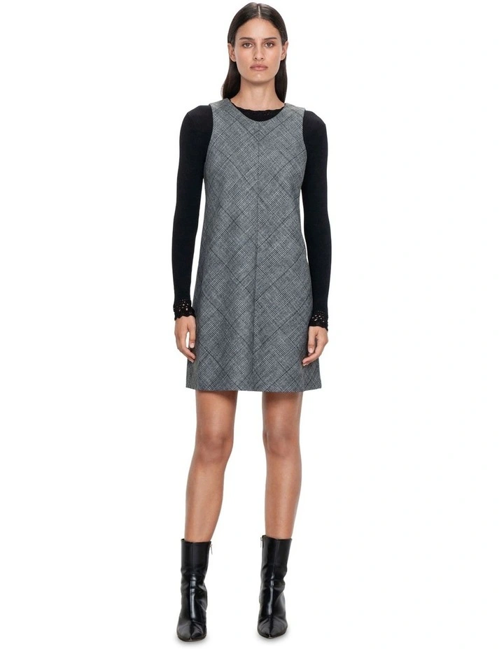 Monochrome Check Tunic Dress in Charcoal Melange image 1