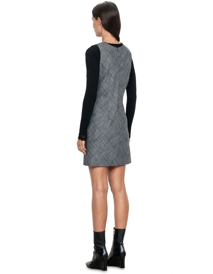 Monochrome Check Tunic Dress in Charcoal Melange image 3