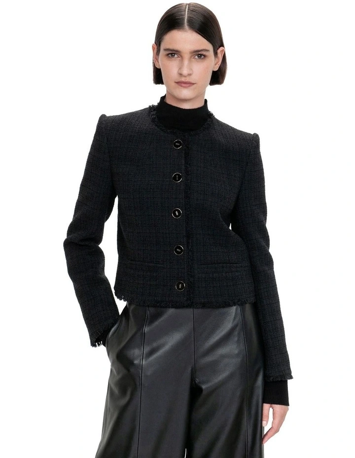 Modern Tweed Jacket in Black image 3
