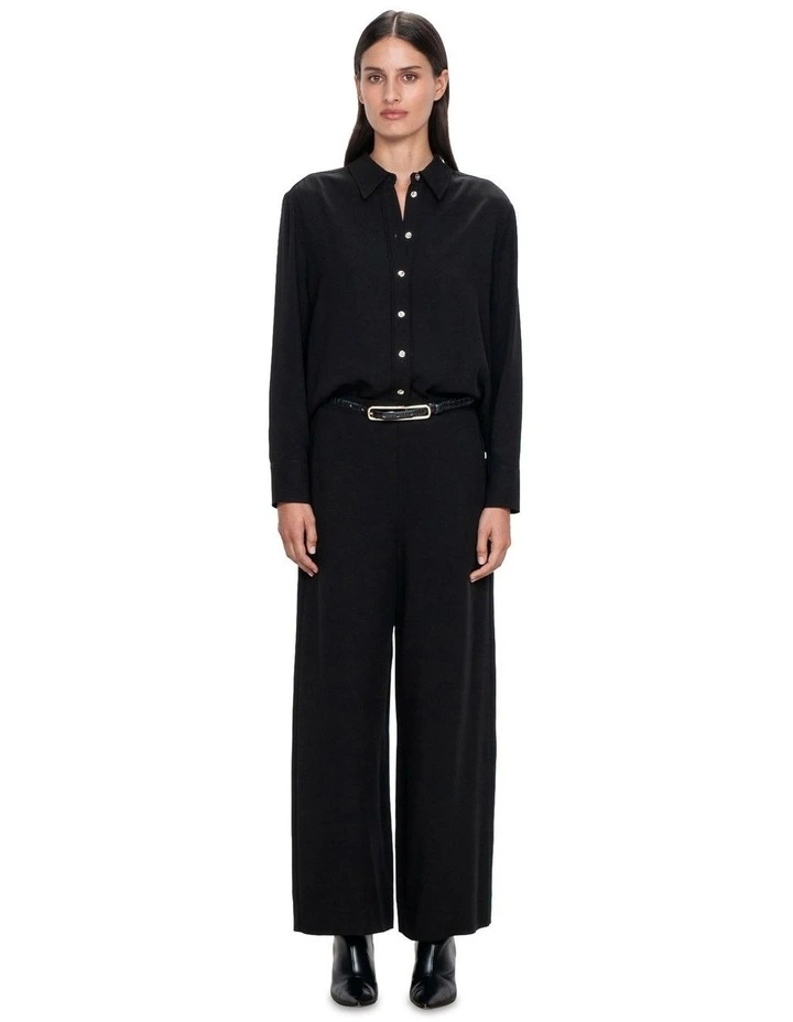 European Twill Wide Leg Pant in Black image 1