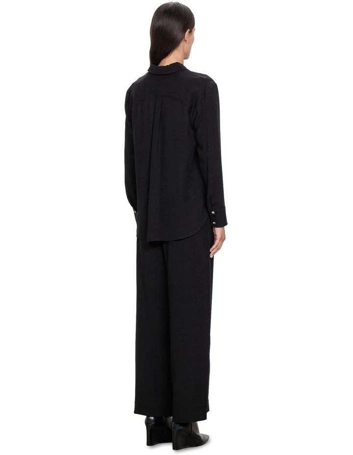 European Twill Wide Leg Pant in Black image 2