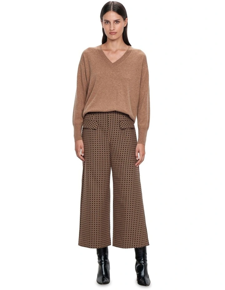 Deco Check Cropped Pants in Chocolate image 1
