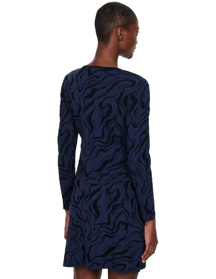 Marble Pointelle Knit Jacket in Navy image 2