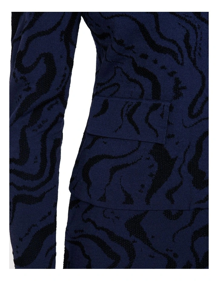 Marble Pointelle Knit Jacket in Navy image 3